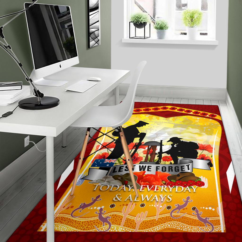 ANZAC Area Rug - Lest We Forget Aboriginal Version - Vibe Hoodie Shop