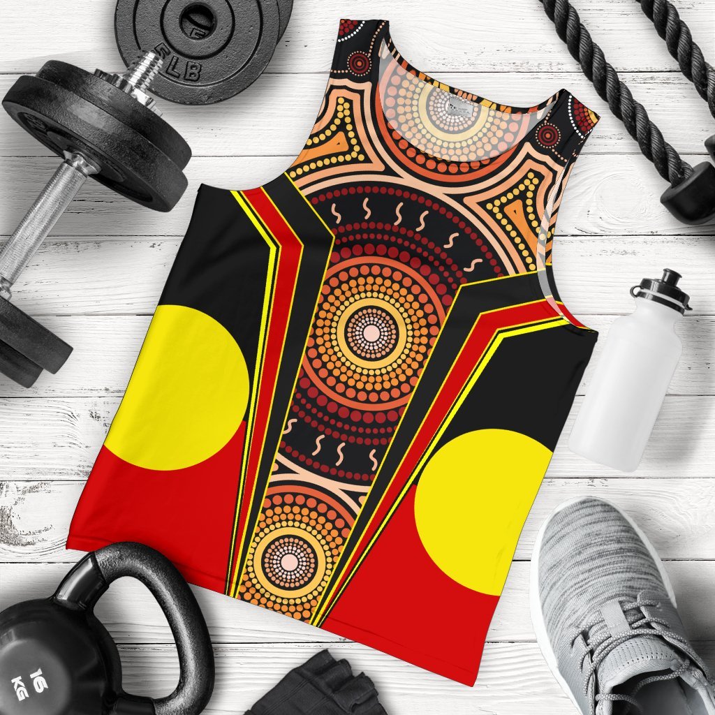 Men's Tank Top - Aboriginal With Dot Painting Art - Vibe Hoodie Shop