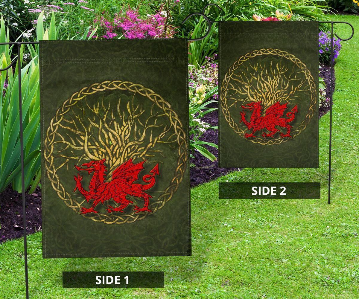 Wales Celtic Flag - Welsh Dragon With Celtic Tree - Vibe Hoodie Shop