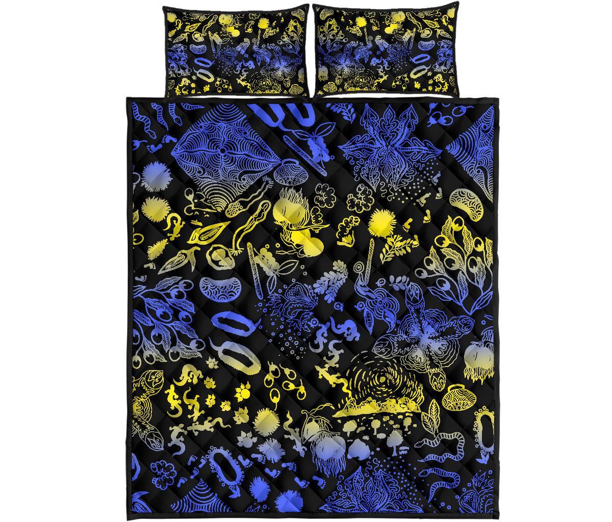 Aboriginal Quilt Cover Set, Australian Animals Patterns Golden Wattle - Vibe Hoodie Shop