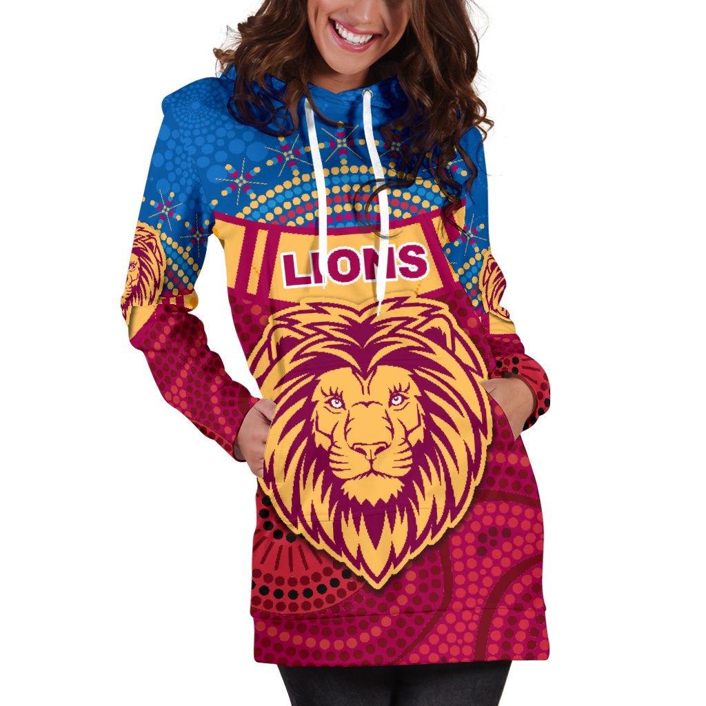 Brisbane Indigenous Women Hoodie Dress Proud Lions - Vibe Hoodie Shop