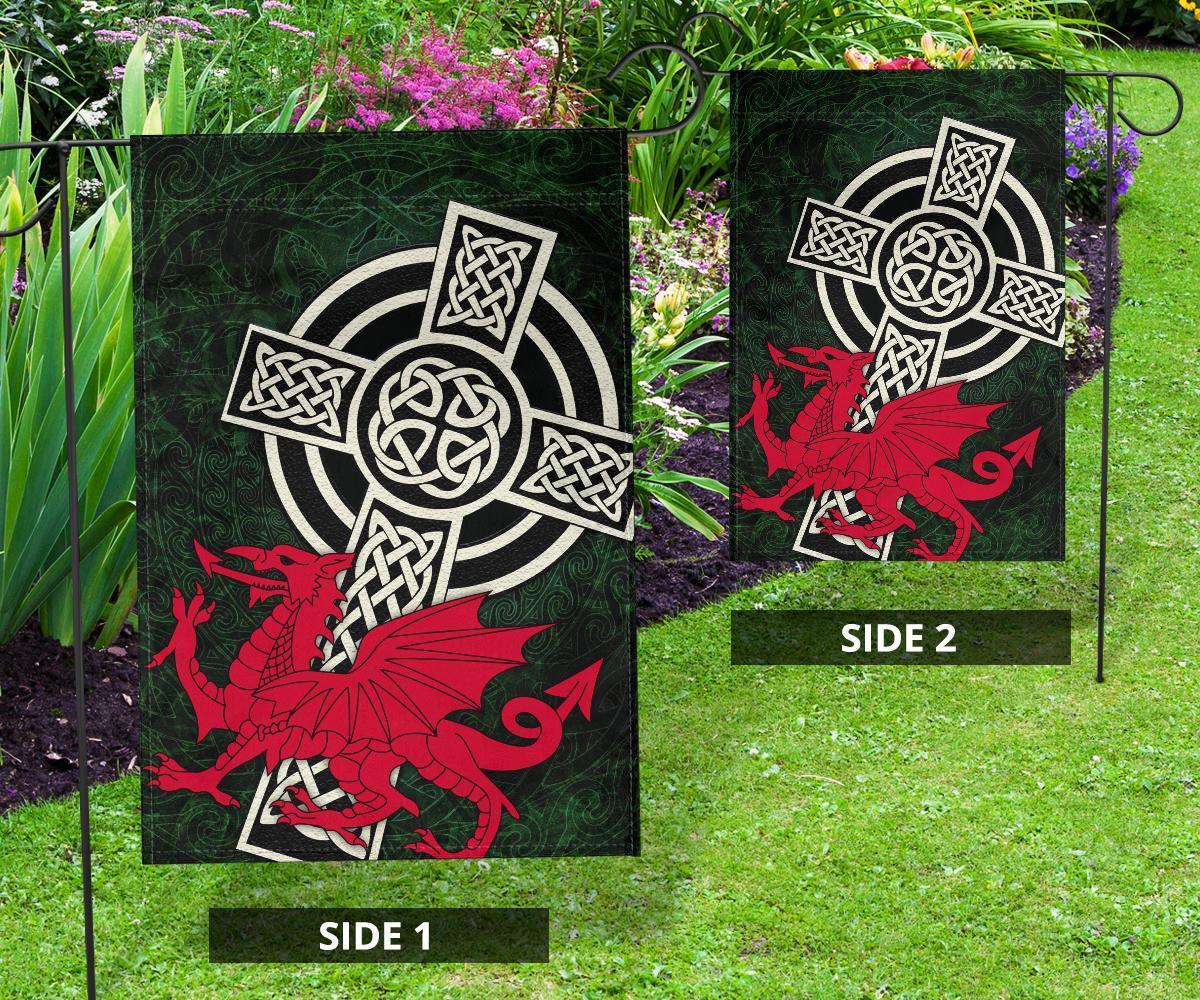 Wales Celtic Flag - Celtic Cross and Cymru Skew Style - Vibe Hoodie Shop