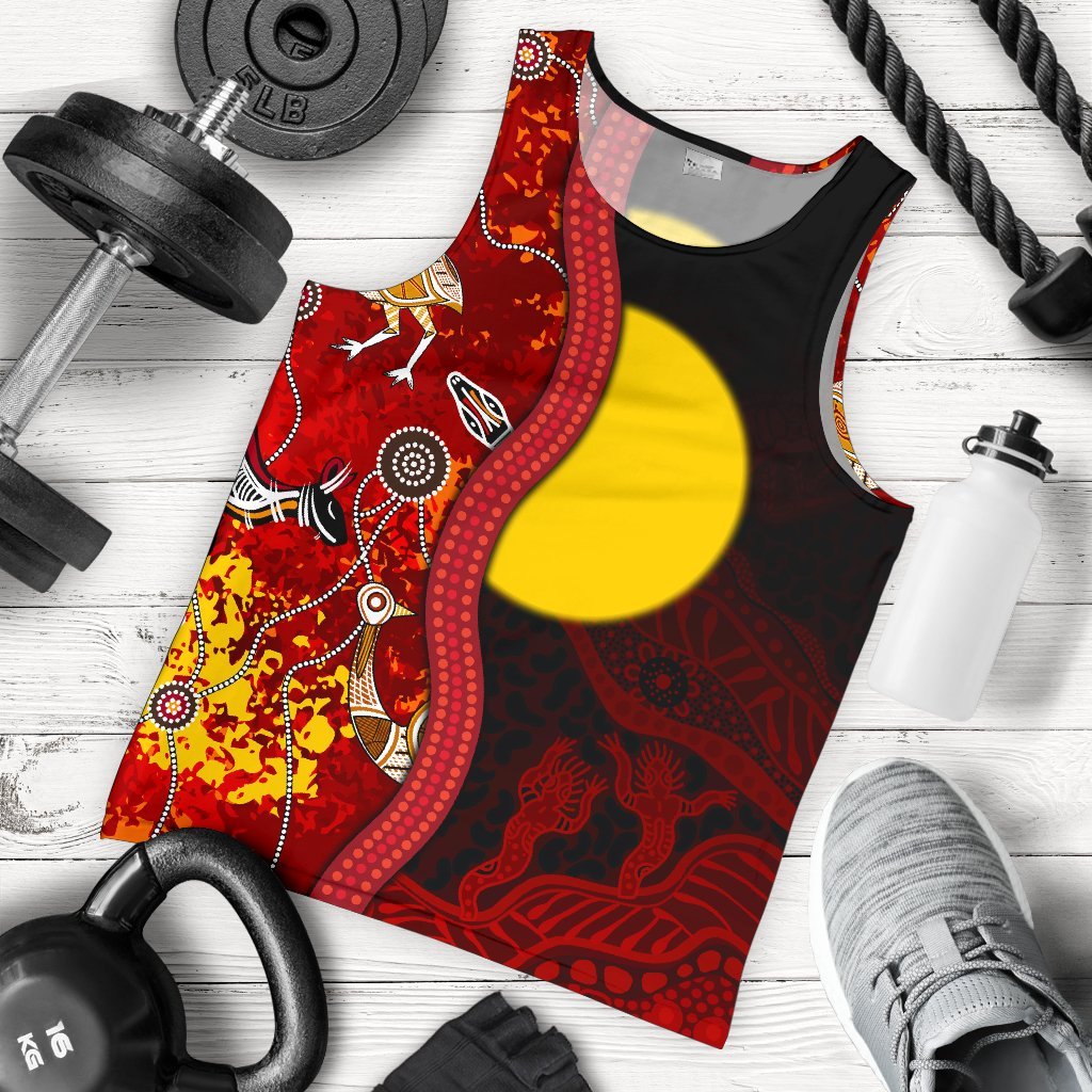 Aboriginal Men's Tank Top - Red Indigenous Flag - Vibe Hoodie Shop