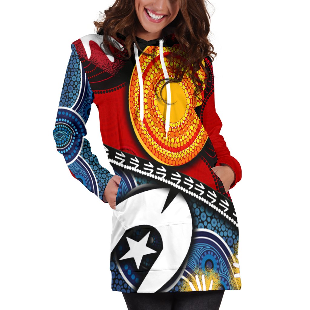 Hoodie Dress - Australian NAIDOC Aboriginal  and Torres Strait Islands Flags - Vibe Hoodie Shop