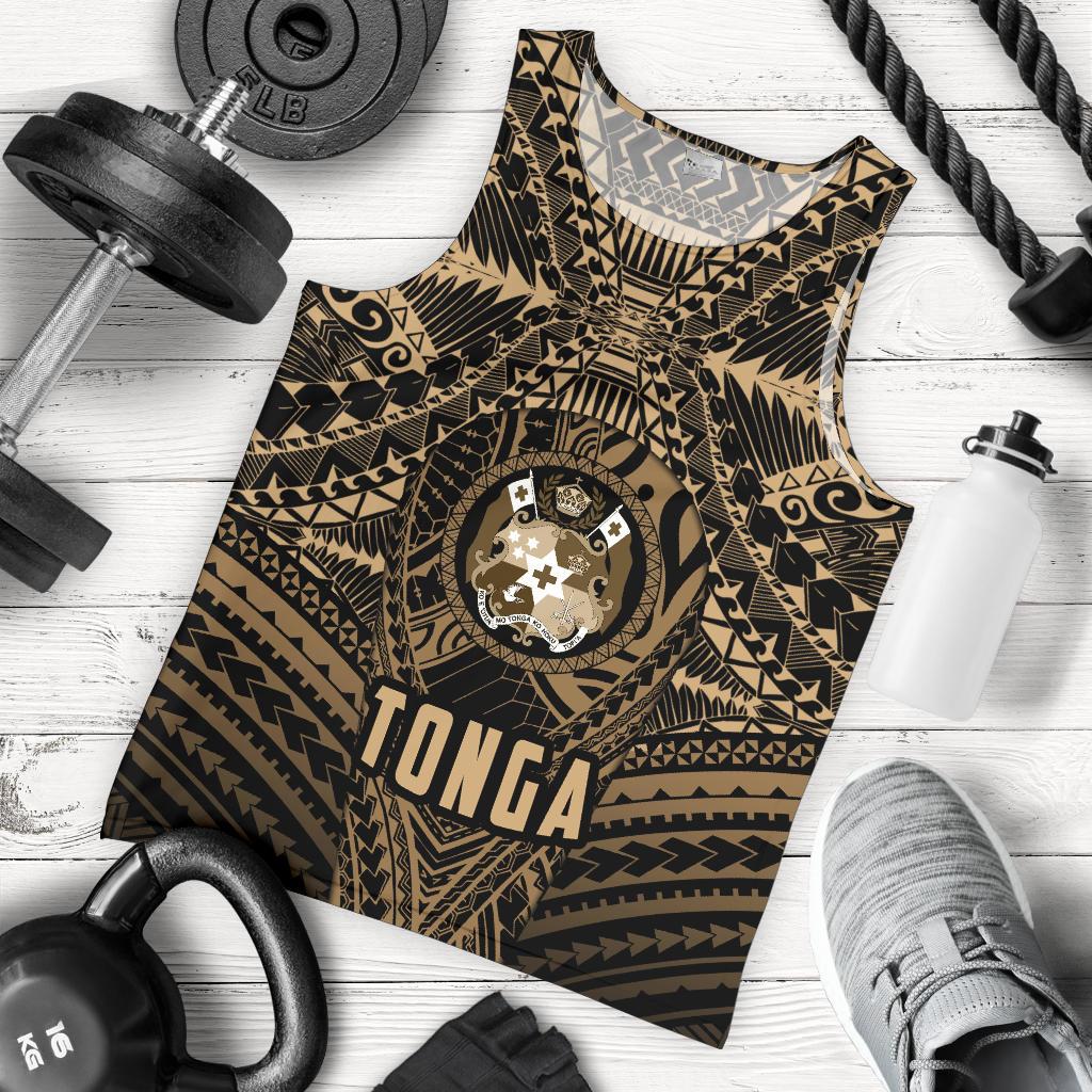 Tonga Tank Top For Men Polynesian Golden Style - Vibe Hoodie Shop