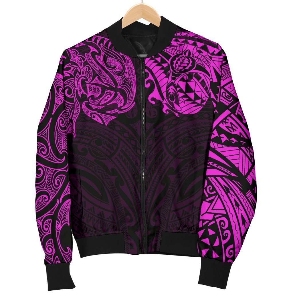 New Zealand Men's Bomber Jacket, Maori Polynesian Tattoo Purple - Vibe Hoodie Shop