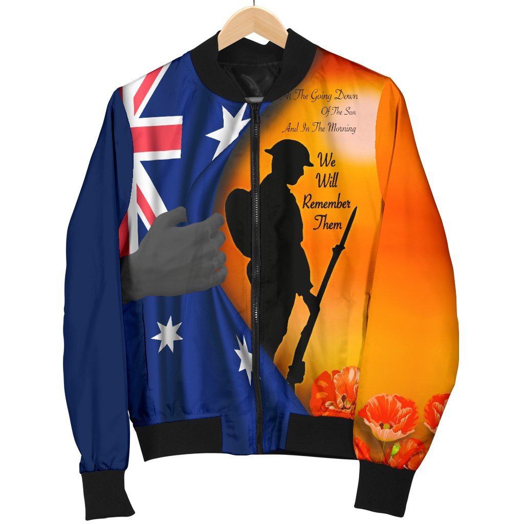 ANZAC Men's Bomber Jacket - We Will Remember Them Ver02 - Vibe Hoodie Shop