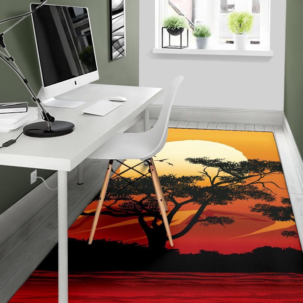 Area Rug - Sunset And Tree In Australia - Vibe Hoodie Shop