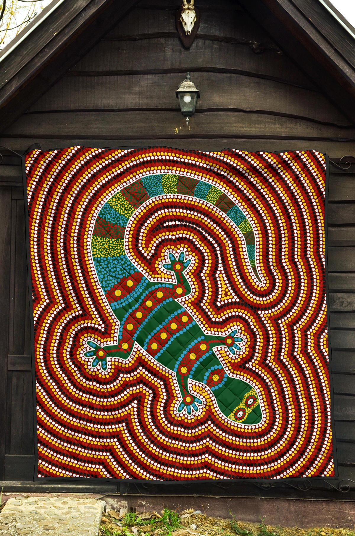 Premium Quilts - Lizard Coverlets Aboriginal Dot Painting - Vibe Hoodie Shop