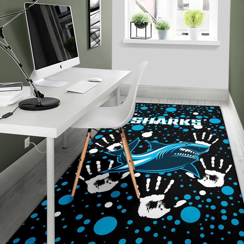 Sharks Rugby Indigenous Area Rug Minimalism Version - Vibe Hoodie Shop