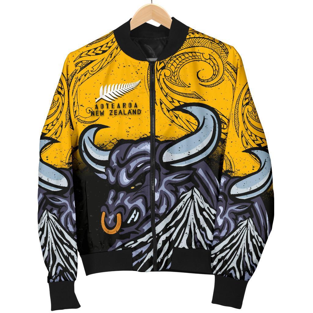 New Zealand Maori Women Bomber Jacket Taranaki Bull - Vibe Hoodie Shop