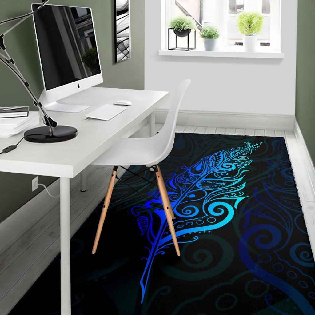 Light Silver Fern Area Rug, Blue - Vibe Hoodie Shop