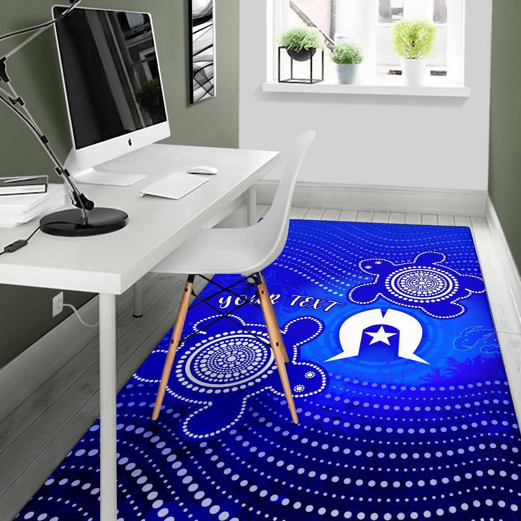 Custom Torres Strait Islanders Area Rug - Torres Symbol With Indigenous Turtle - Vibe Hoodie Shop