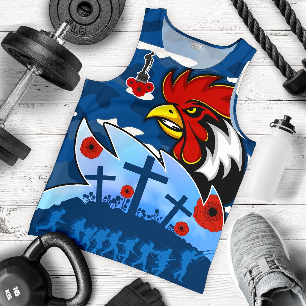 Roosters ANZAC Day Men Tank Top Military - Blue - Vibe Hoodie Shop