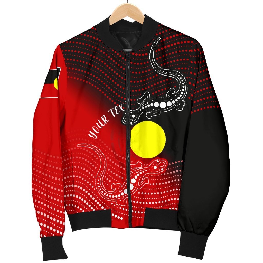 Custom Aboriginal Men's Bomber Jacket - Two Indigenous Lizard - Vibe Hoodie Shop