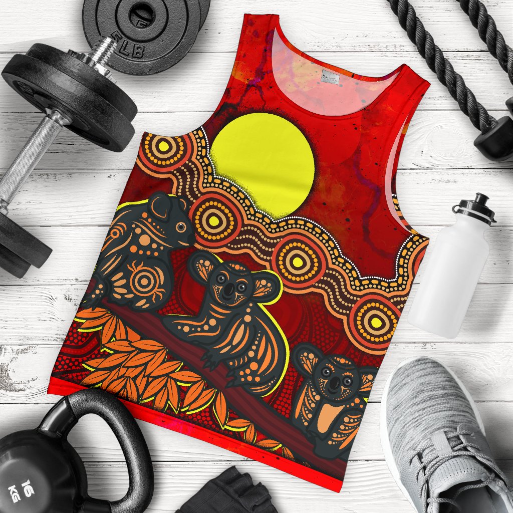 Aboriginal Men's Tank Top - Australian Indigenous Koala - Vibe Hoodie Shop