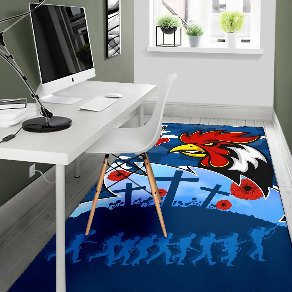 Roosters ANZAC Day Area Rug Military - Blue - Vibe Hoodie Shop