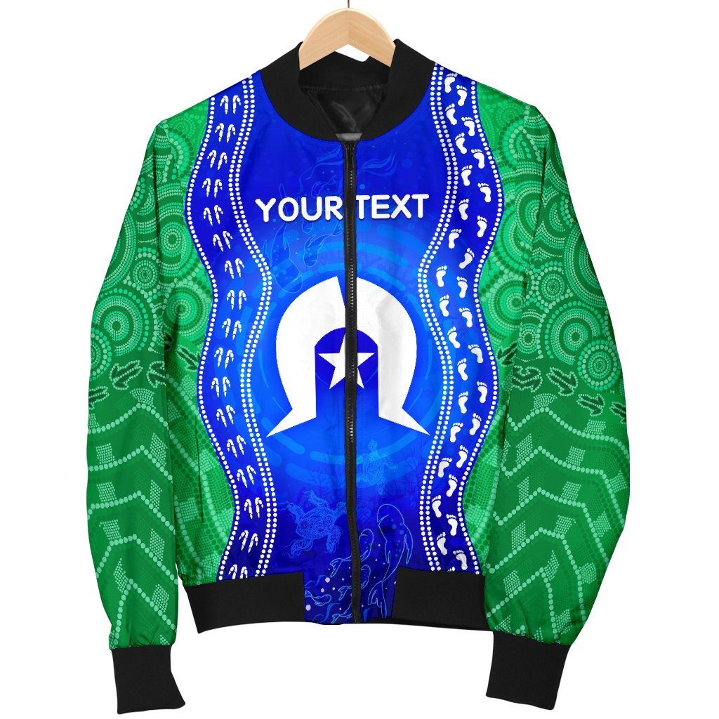 Custom Torres Strait Islanders Women's Bomber Jacket - Torres Symbol With Aboriginal Patterns - Vibe Hoodie Shop