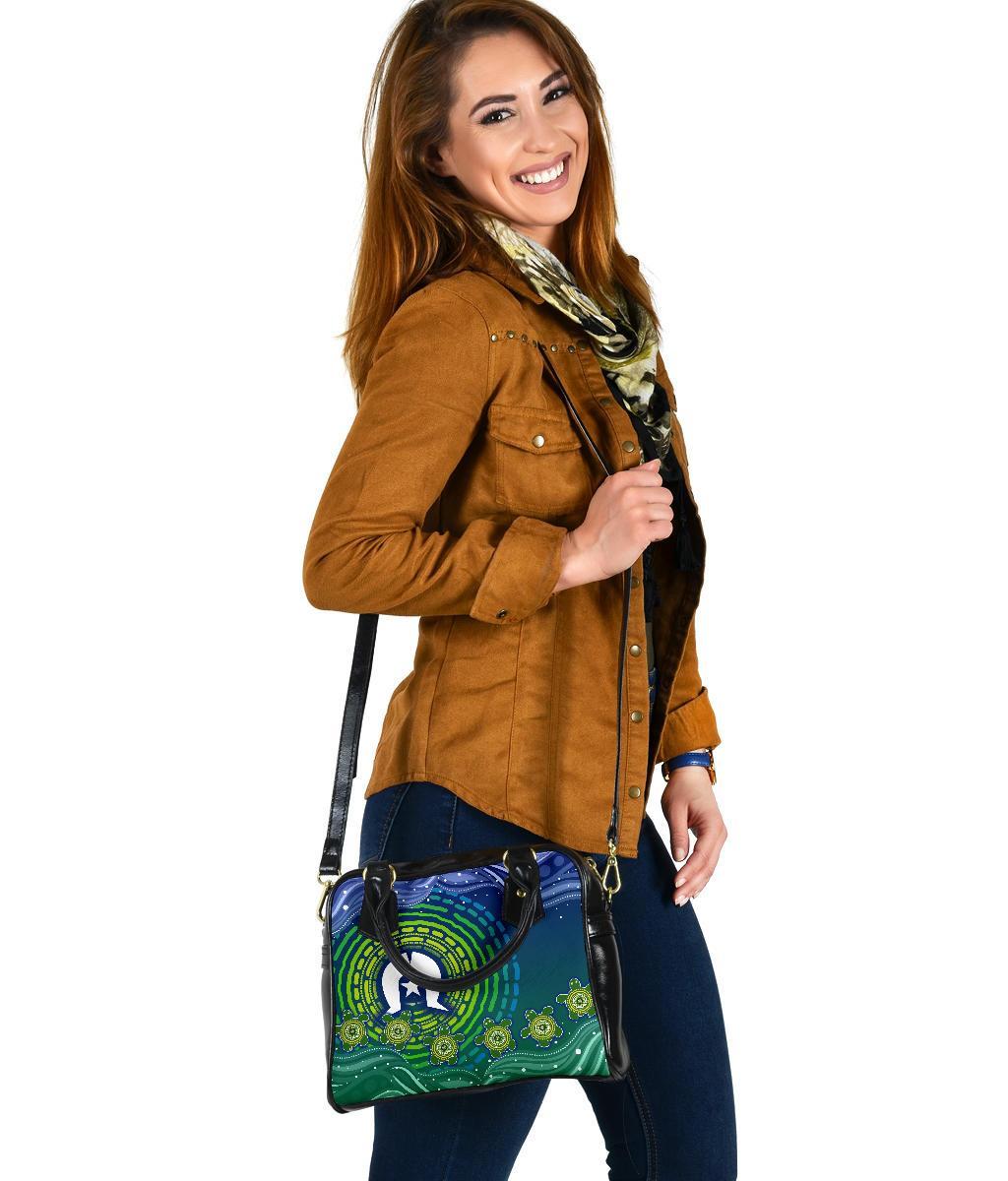 Torres Strait Islanders Shoulder Handbag - Aboriginal Turtle - Vibe Hoodie Shop