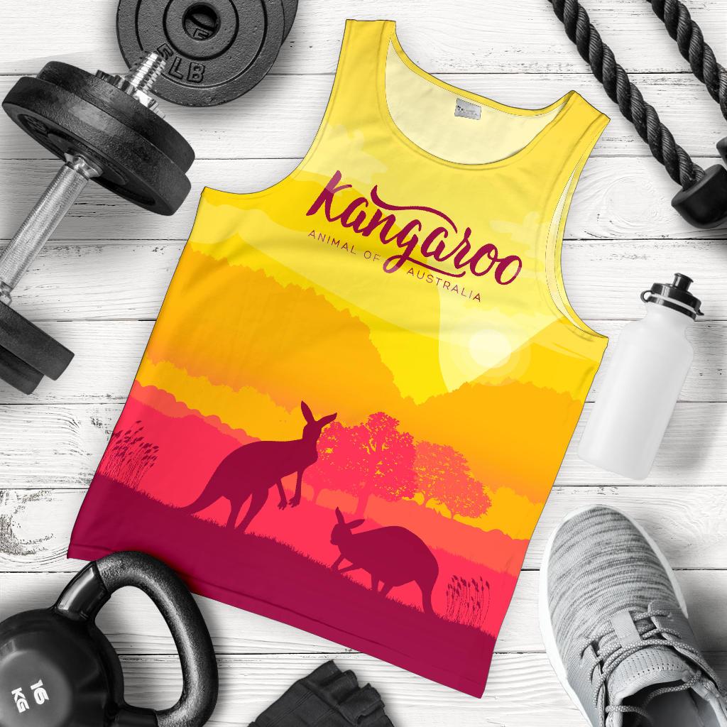 Men Tank Top - Kangaroo Mens Tank Morning Uluru - Vibe Hoodie Shop