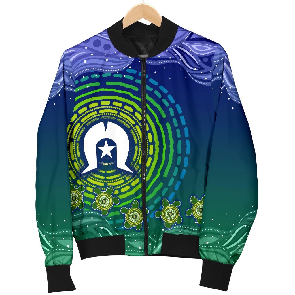 Torres Strait Islanders Men's Bomber Jacket - Aboriginal Turtle - Vibe Hoodie Shop