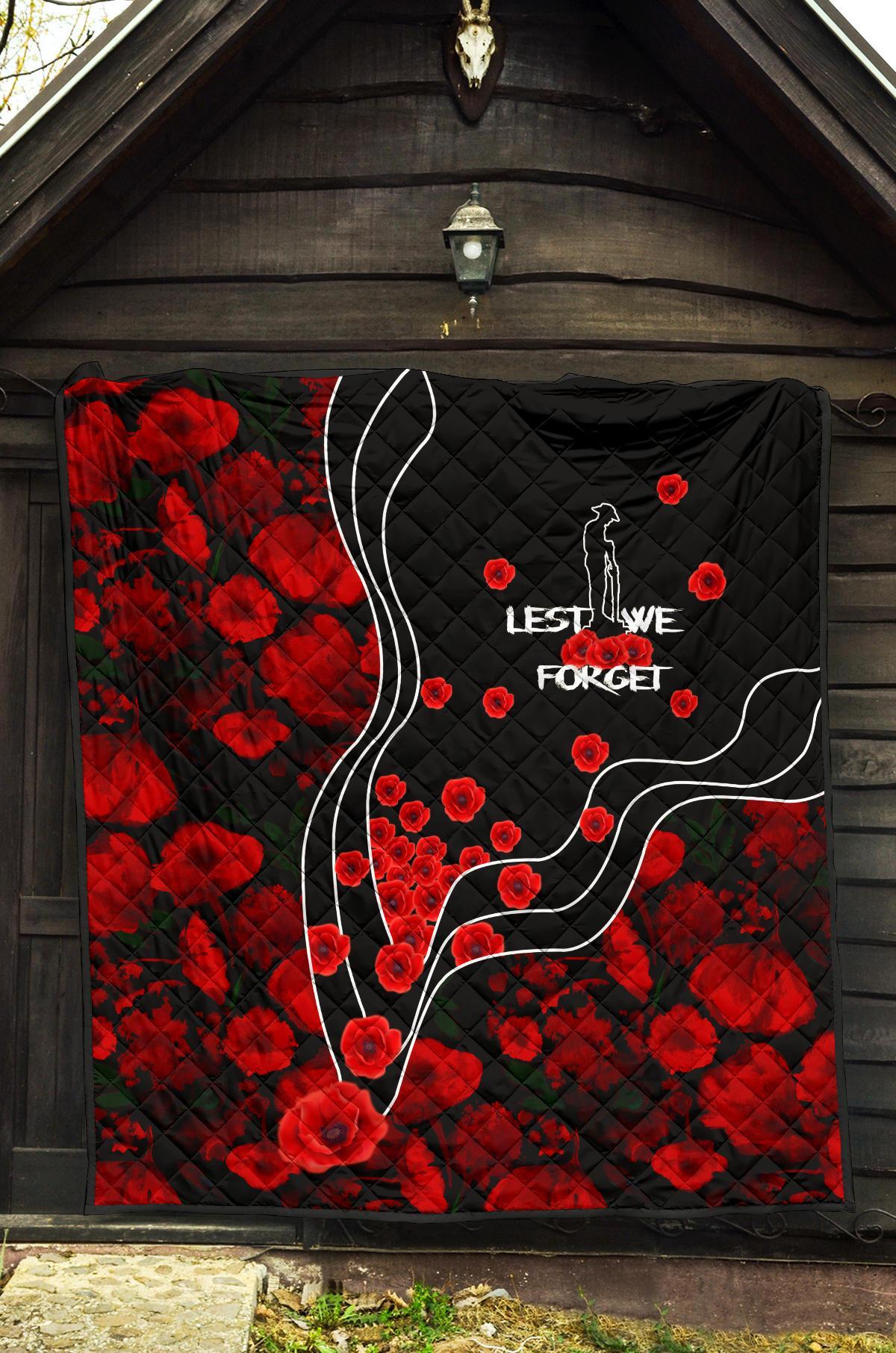 ANZAC Lest We Forget Premium Quilt - Poppy Flowers - Vibe Hoodie Shop