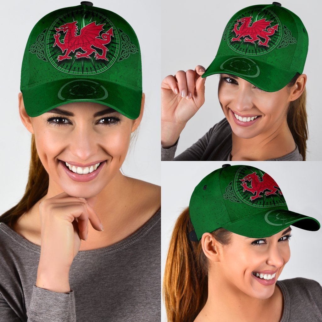 Wales Celtic Classic Cap - Celtic Compass With Welsh Dragon - Vibe Hoodie Shop