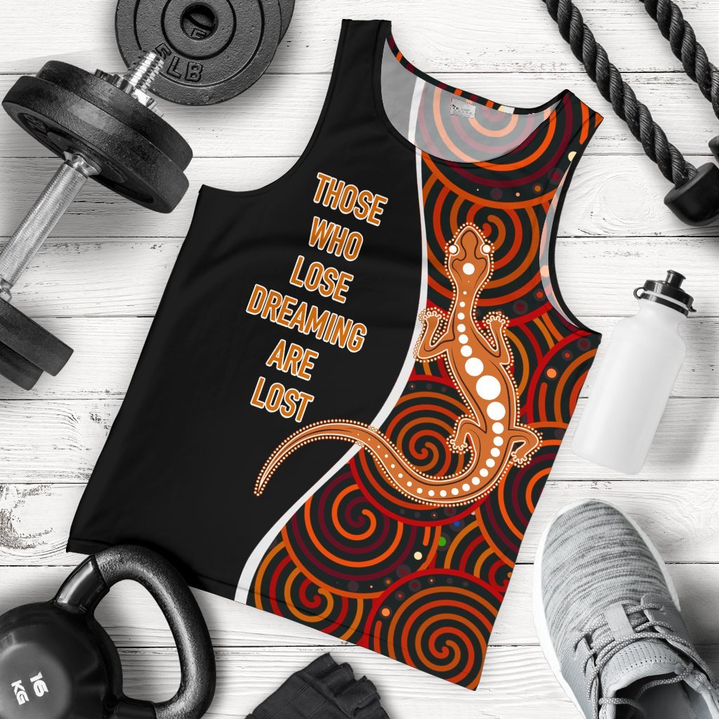 Aboriginal Men's Tank Top - Indigenous Lizard Dreaming - Vibe Hoodie Shop