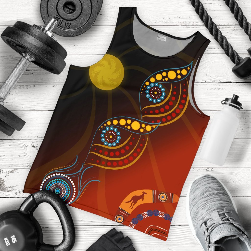 Aboriginal Men's Tank Top - Flowers On The Land - Vibe Hoodie Shop