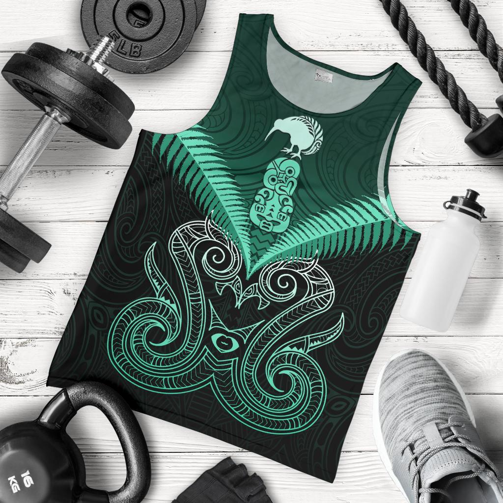 Maori Manaia New Zealand Men Tank Top Turquoise - Vibe Hoodie Shop