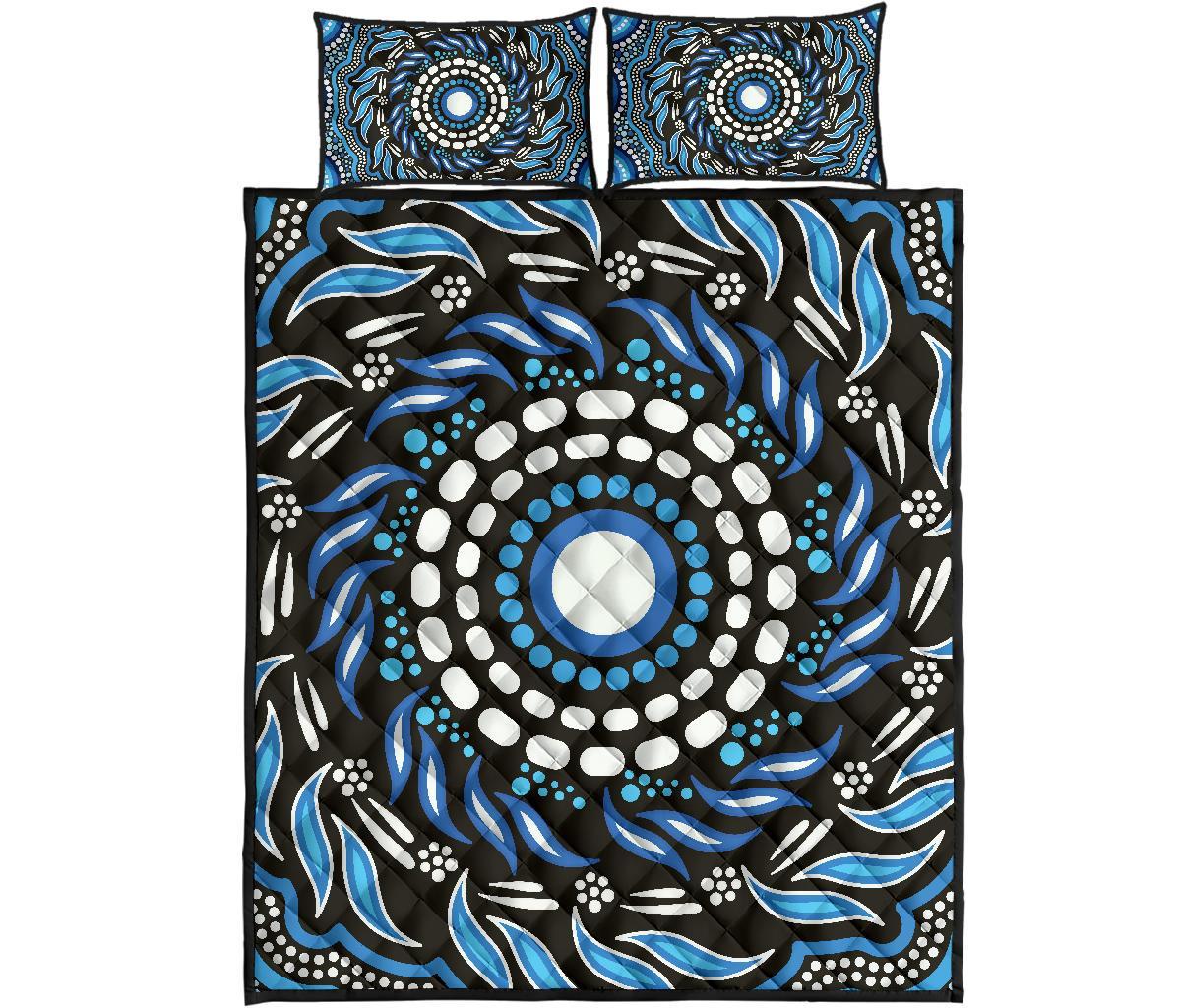 Aboriginal Quilt Bed Set - Indegenous Dot Painting Art - Vibe Hoodie Shop