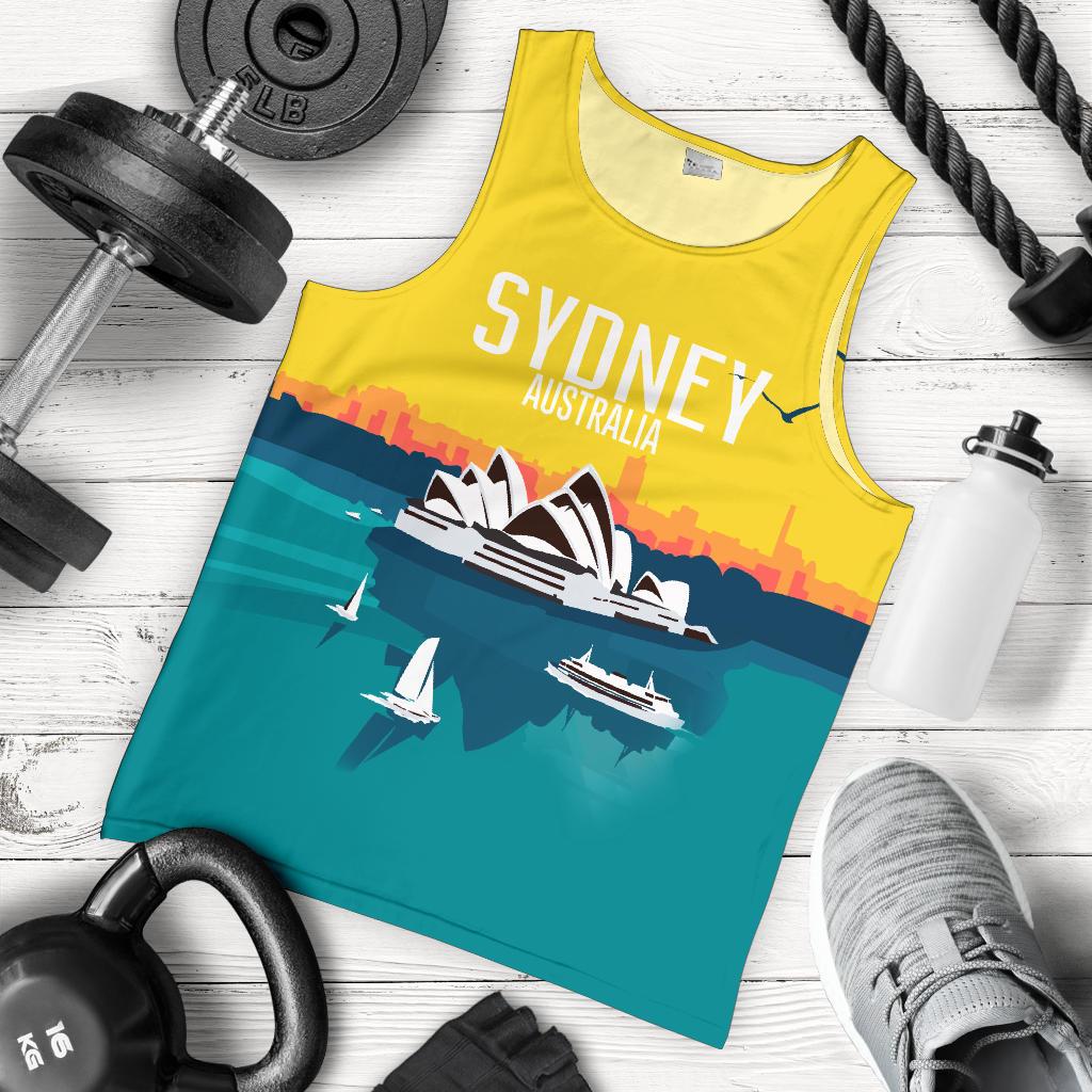 Men Tank Top - Sydney Mens Tank Sydney Opera Sunset Landscape - Vibe Hoodie Shop