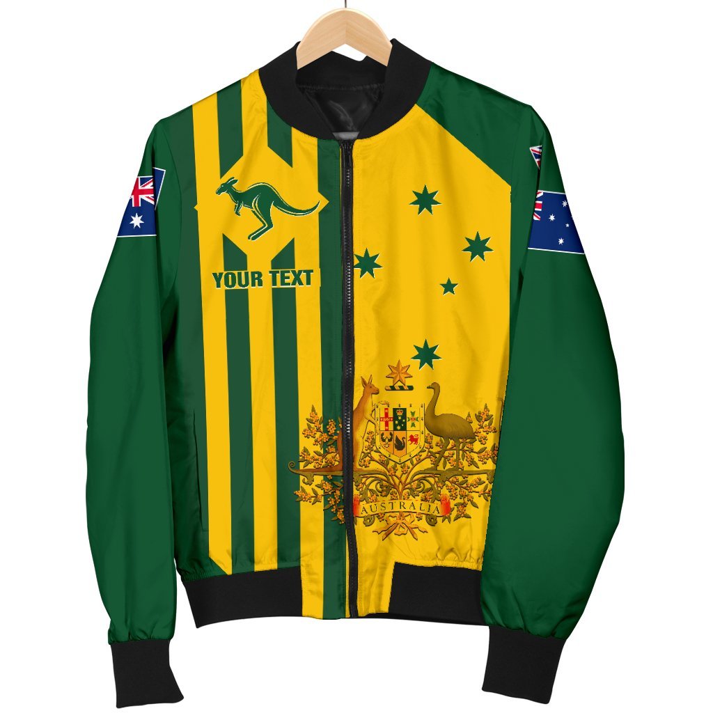 Custom Men's Bomber Jacket - Australia Kangaroo Sign National Color - Vibe Hoodie Shop