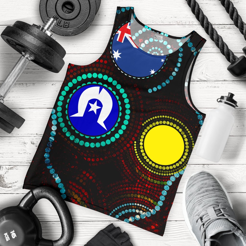 Men's Tank Top - Aboriginal Dot Painting and Flag - Vibe Hoodie Shop