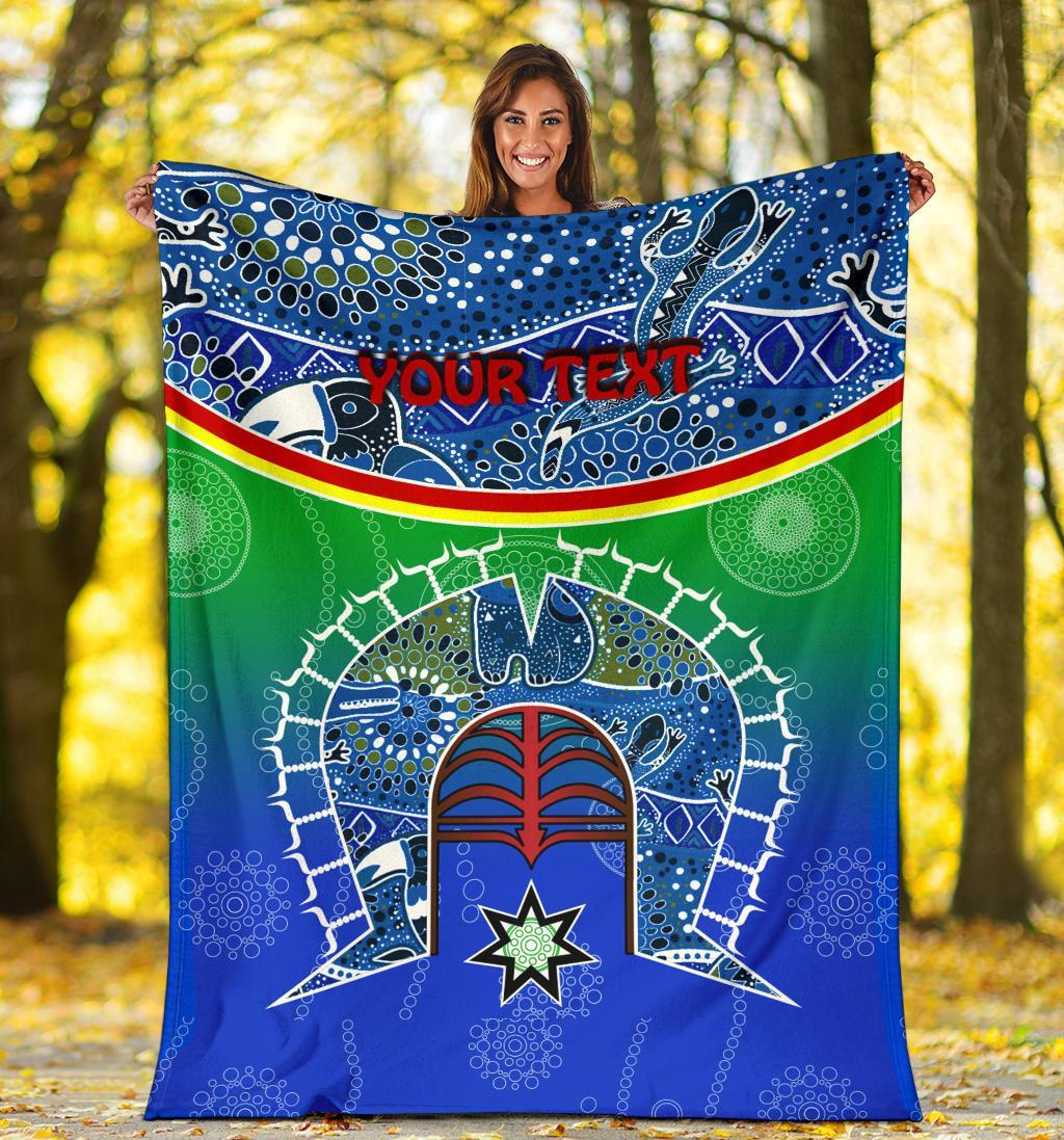 Personalised Premium Blanket - Torres Strait Symbol With Aboriginal Patterns - Vibe Hoodie Shop