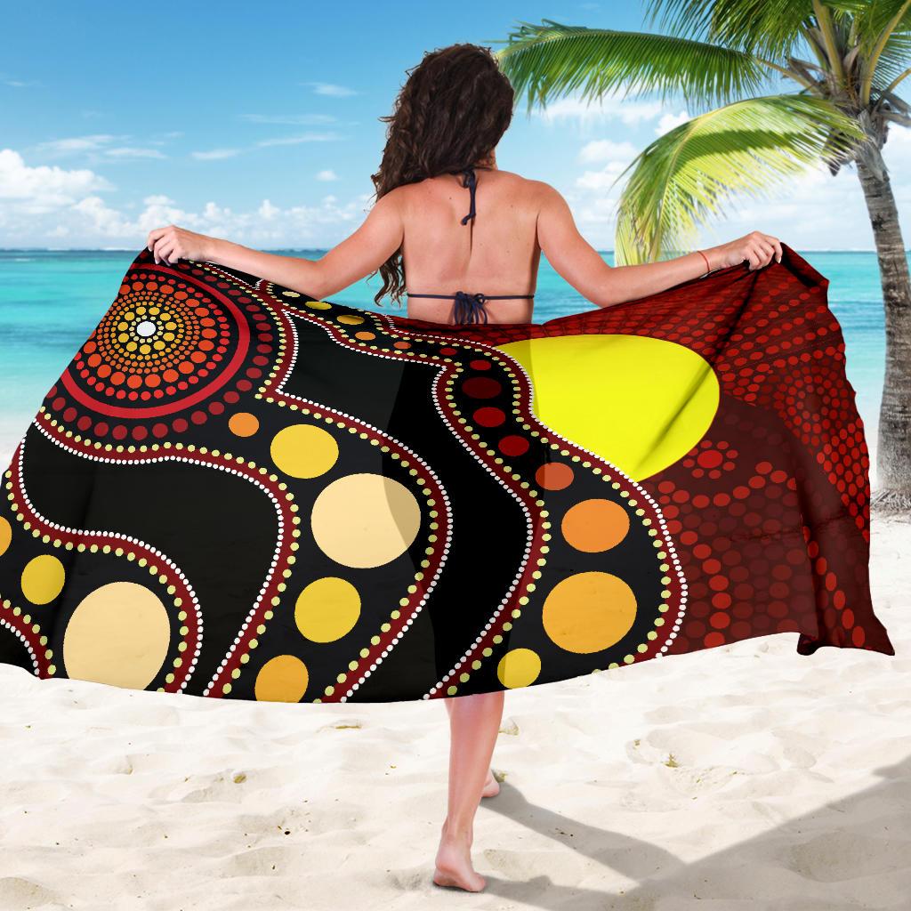 Sarong Australia Aboriginal Lives Matter Flag Circle Dot Painting Art - Vibe Hoodie Shop