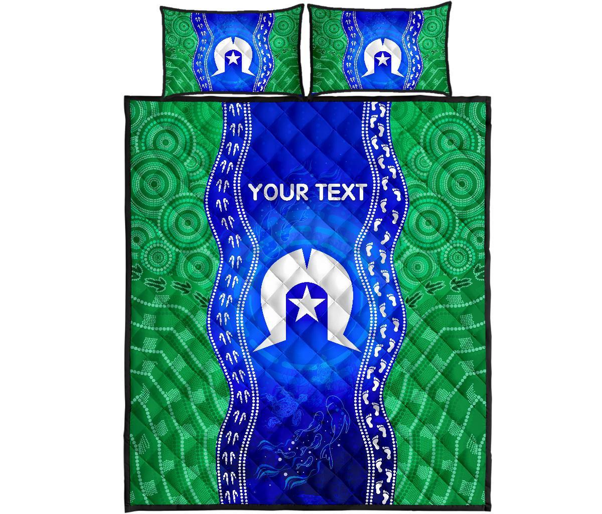 Custom Torres Strait Islanders Quilt Bed Set - Torres Symbol With Aboriginal Patterns - Vibe Hoodie Shop