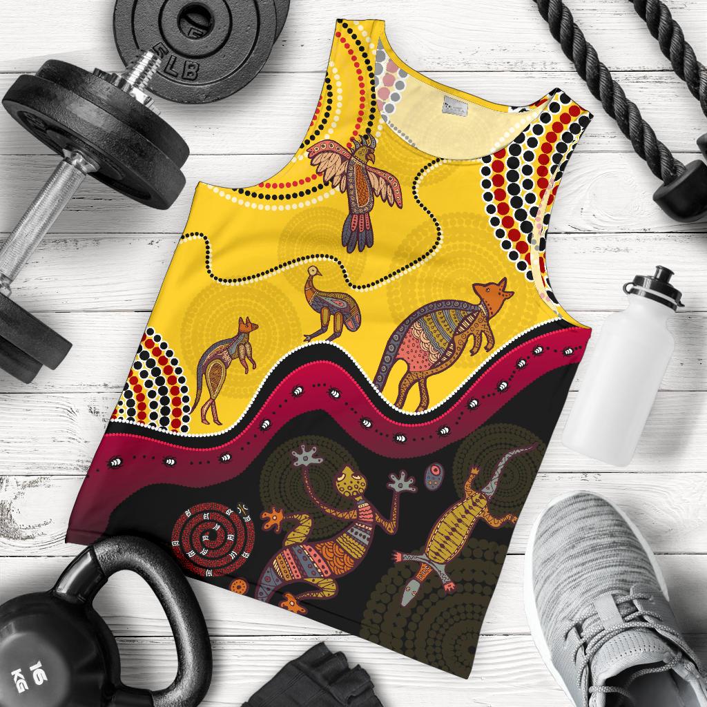 Aboriginal Tank Top - Indigenous Animals Life Art - Men - Vibe Hoodie Shop