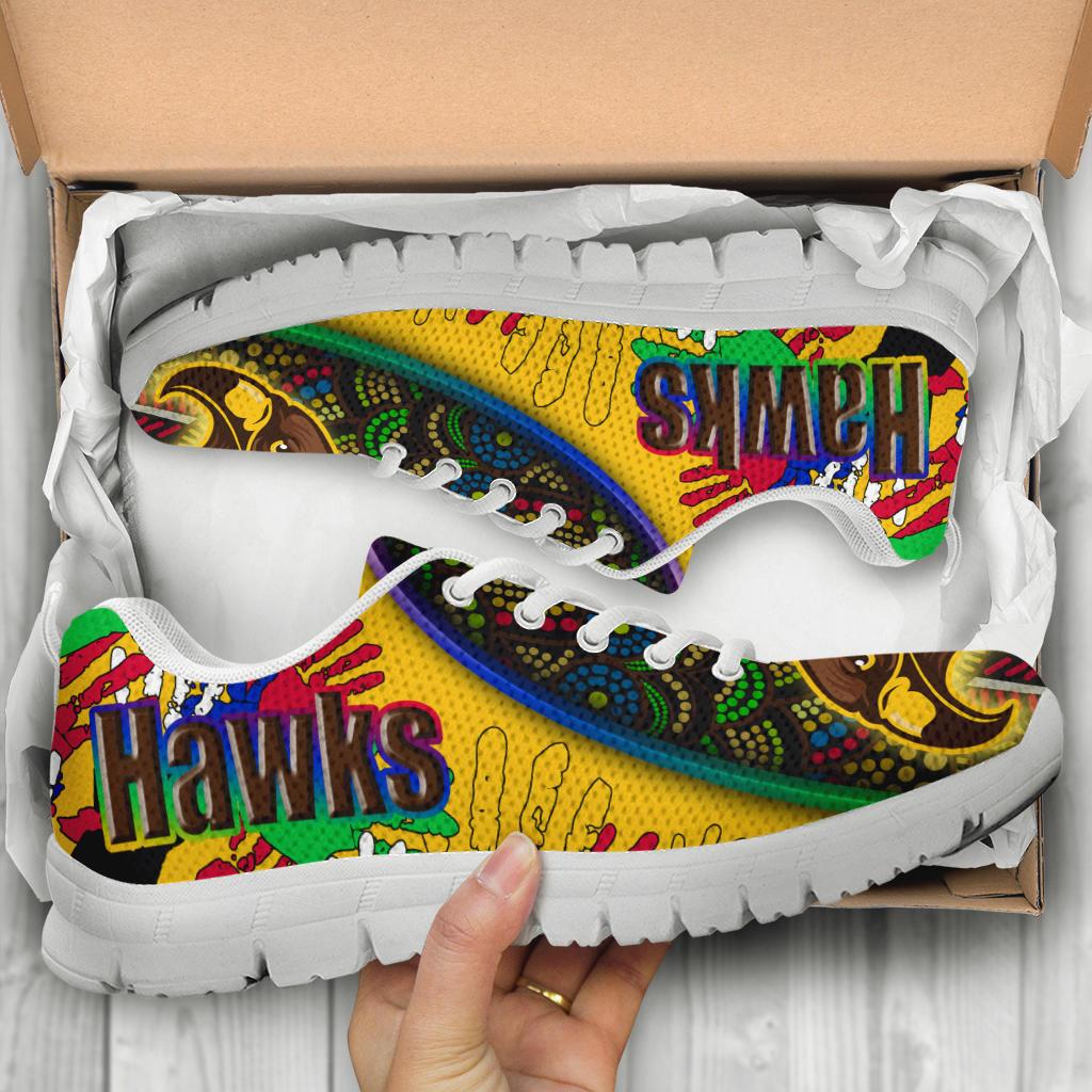 Pride Hawks Sneakers Hawthorn NAIDOC Week Aboriginal Version Special - White - Vibe Hoodie Shop