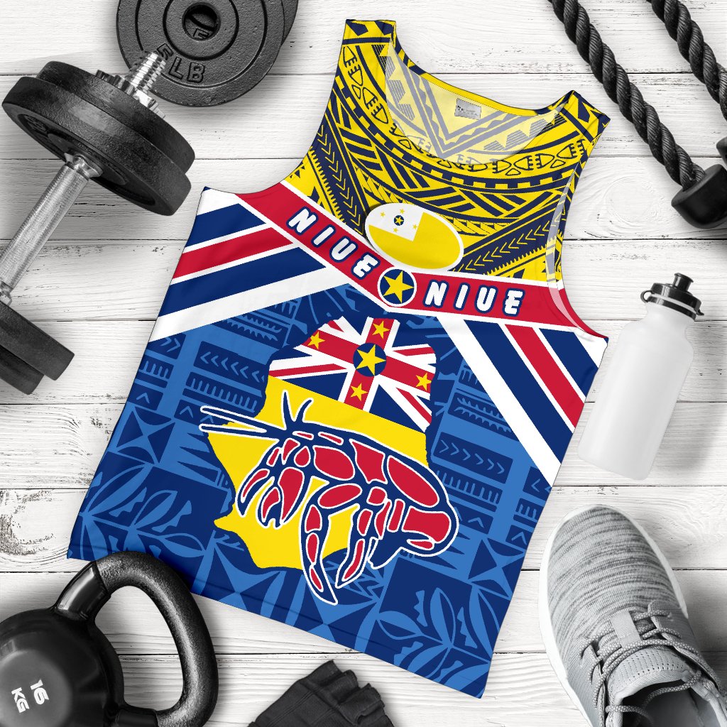 Niue Rugby Men Tank Top Polynesian Crab Map - Vibe Hoodie Shop