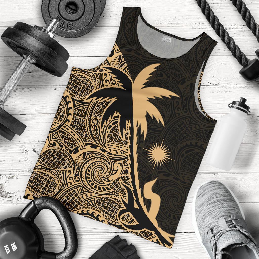 Marshall Islands Coconut Tree Men's Tank Top Gold - Vibe Hoodie Shop