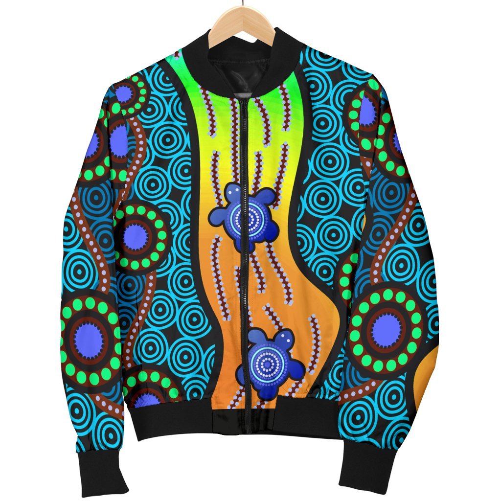 Men's Bomber Jacket - Aboriginal Turtle - Vibe Hoodie Shop