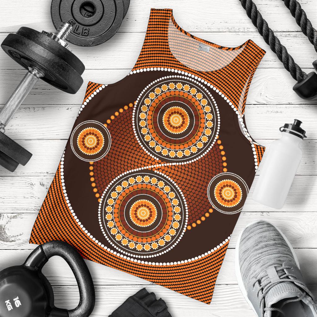 Men Tank Top - Aboriginal Dot Painting Mens Tank Ver10 - Vibe Hoodie Shop