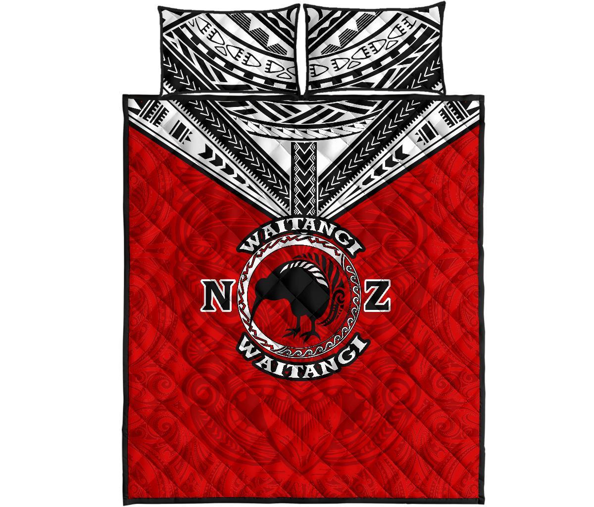 New Zealand Maori Quilt Bed Set Waitangi Day - Red - Vibe Hoodie Shop