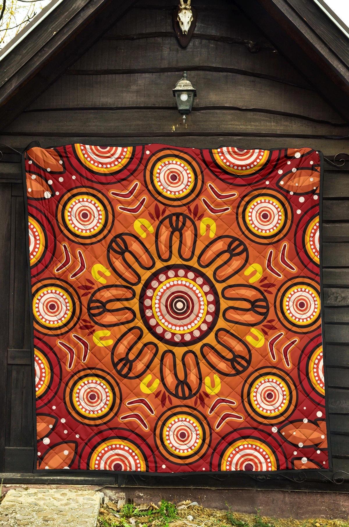 Aboriginal Premium Quilt - Circle Flowers Patterns VER01 - Vibe Hoodie Shop