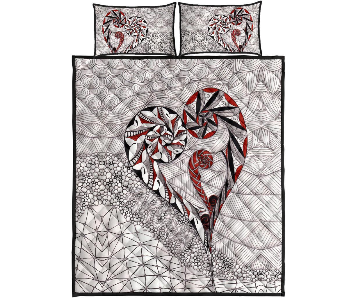 New Zealand Quilt Bed Set, Koru Aroha Maori Quilt And Pillow Cover - Vibe Hoodie Shop