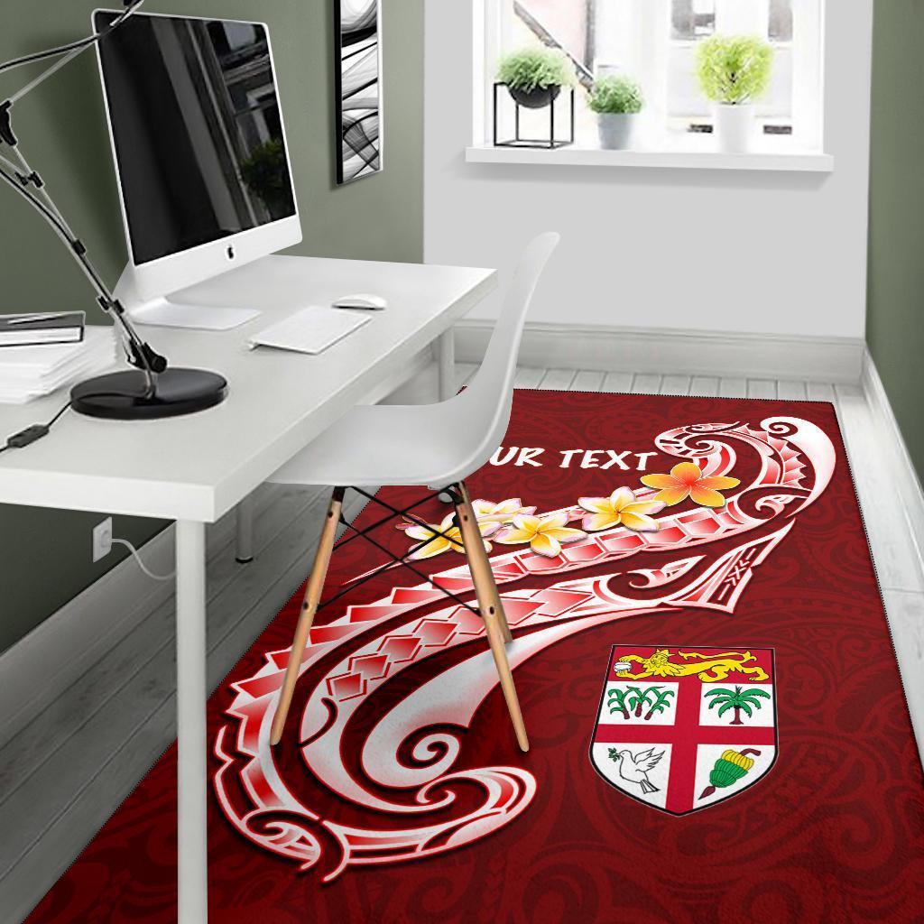 Fiji Custom Personalised Area Rug - Fiji Seal Polynesian Patterns Plumeria (Red) - Vibe Hoodie Shop