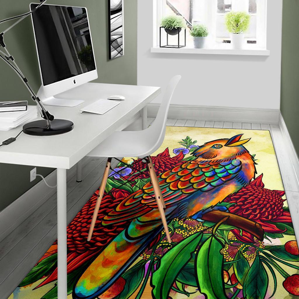 Area Rug - Australia Kookaburra With Waratah - Vibe Hoodie Shop