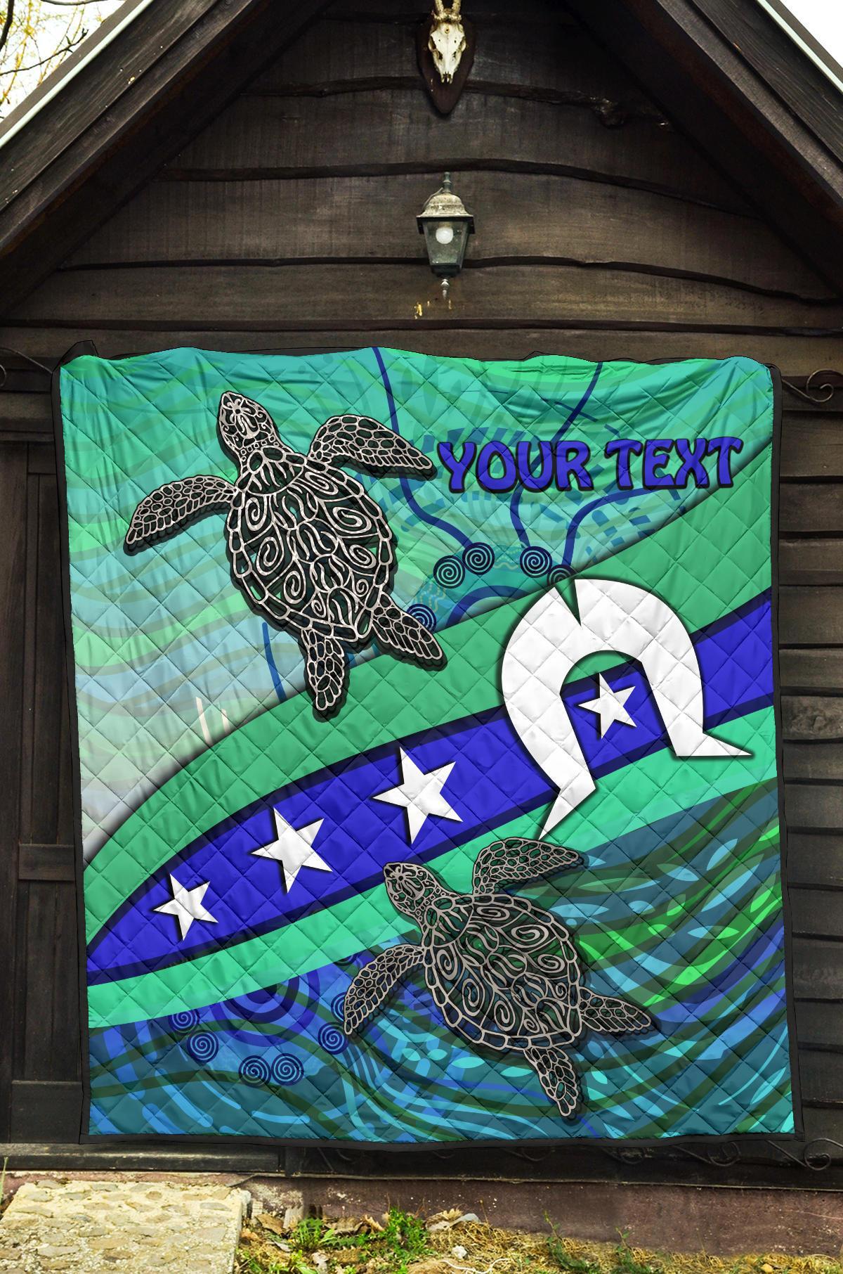 Personalised Premium Quilt - Torres Strait Flag And Turtle - Vibe Hoodie Shop