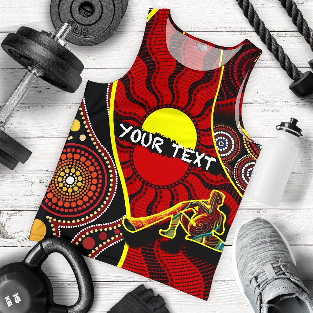 Custom Men's Tank Top - Australia Aboriginal Dots With Didgeridoo - Vibe Hoodie Shop